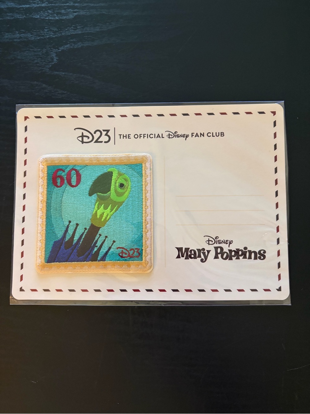 Disney Mary Poppins D23 Patch with Green Parrot Design